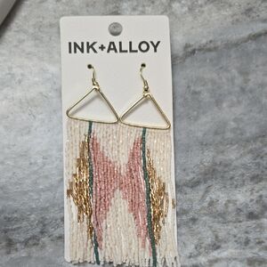INK + ALLOY Gold and Pink Fringe Earrings